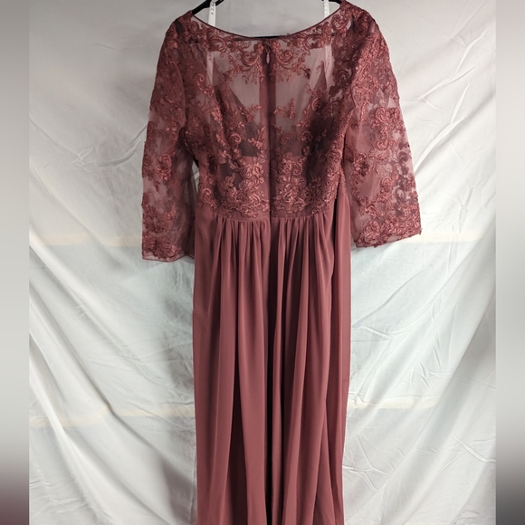 AZAZIE HAYEKA-Line Lace Chiffon Floor-Length Dress Desert Rose Bridesmaid gown - Picture 12 of 16